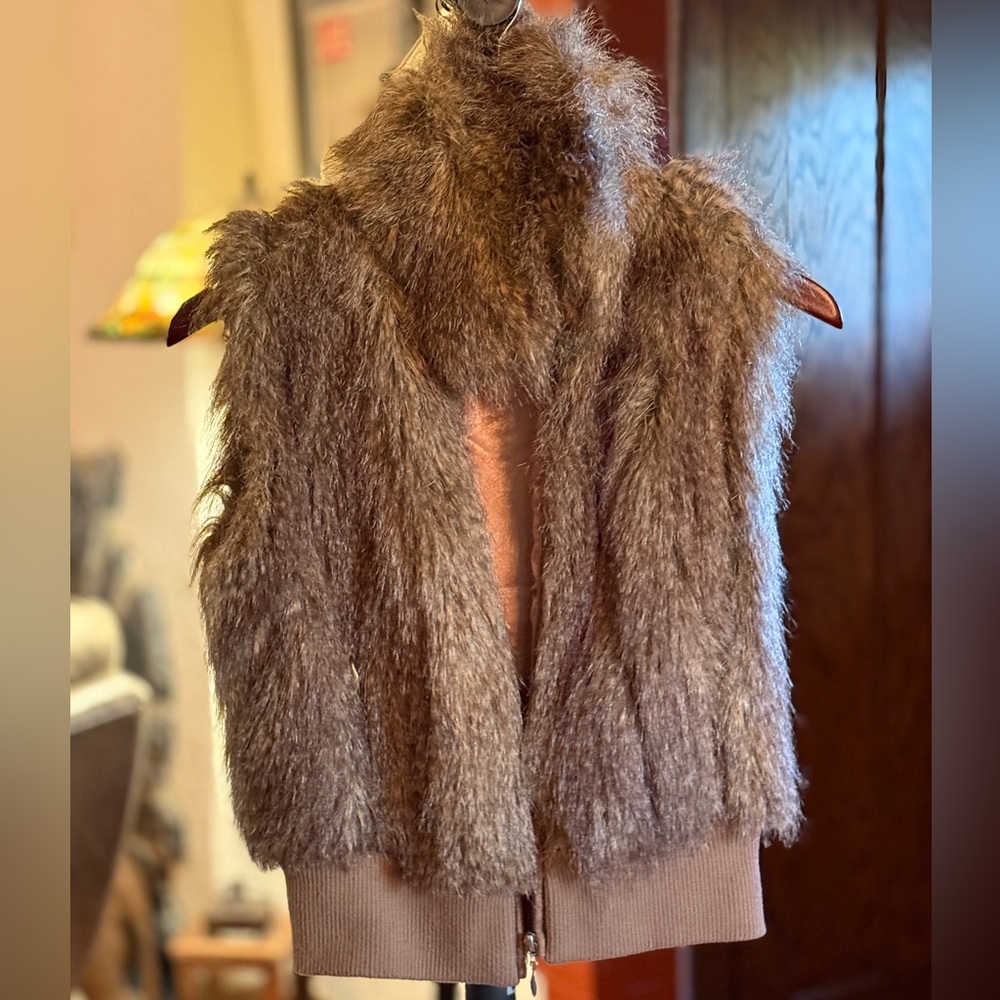 Brown Stylish Faux Fur Vest with Silky Lining